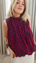 TOP HALTER BURDEOS LUNARES