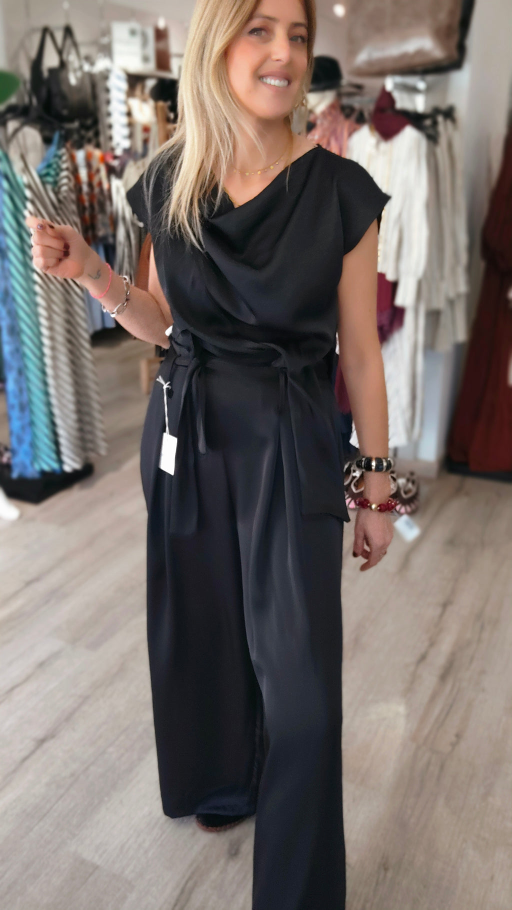 PANTALON SATÉN NEGRO