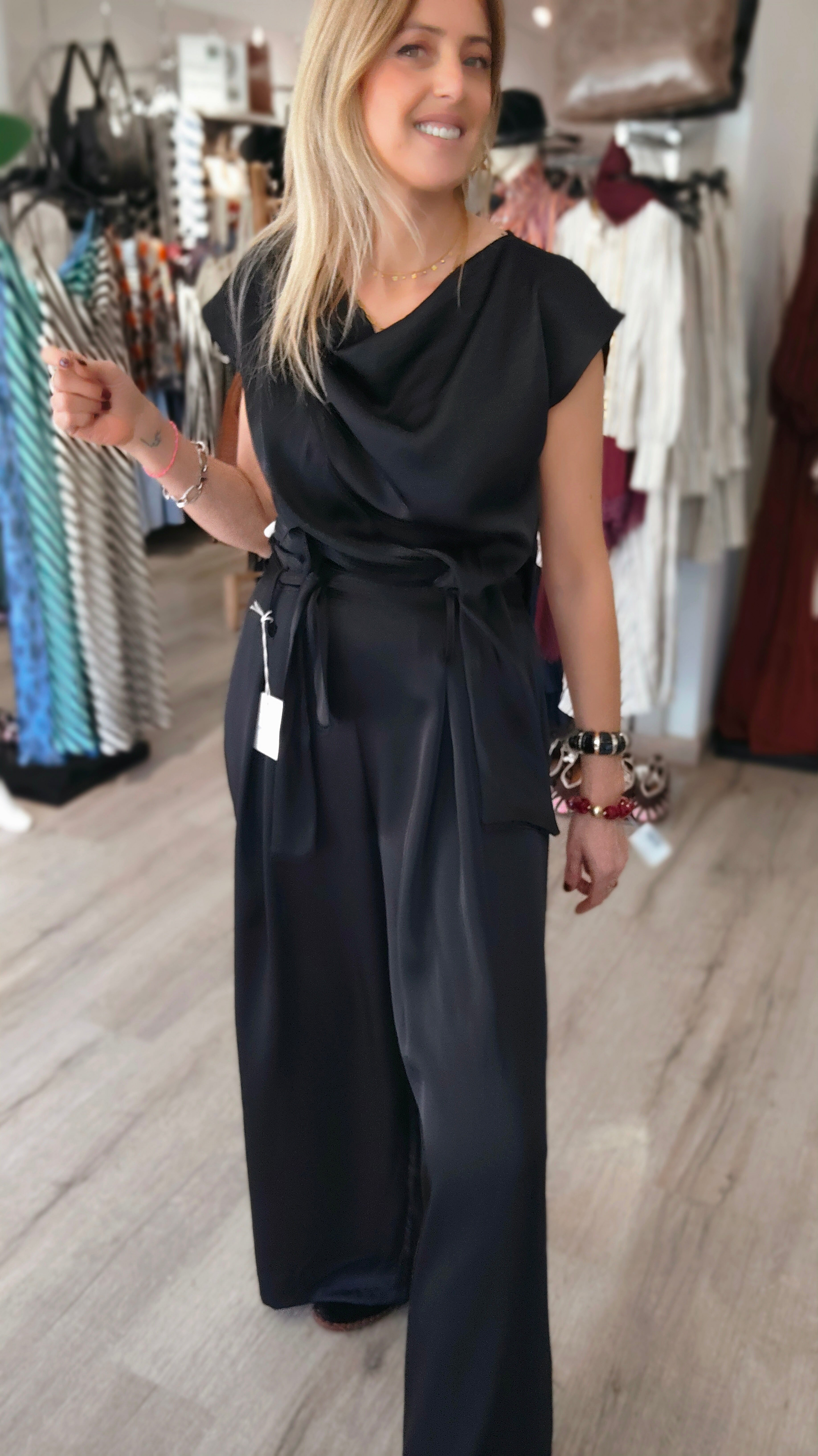 PANTALON SATÉN NEGRO