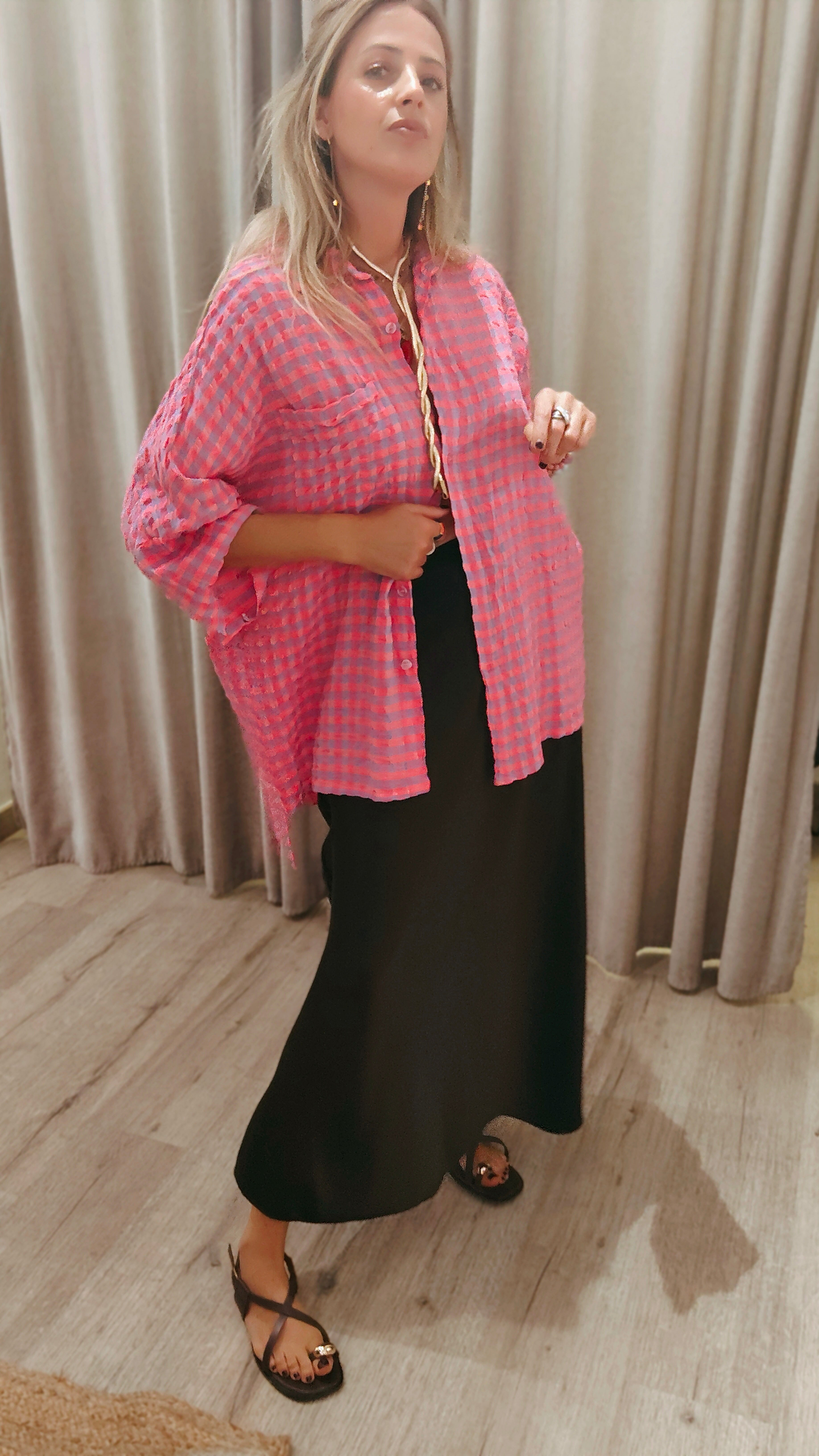 CAMISA OVERSIZE TEXTURA VICHY