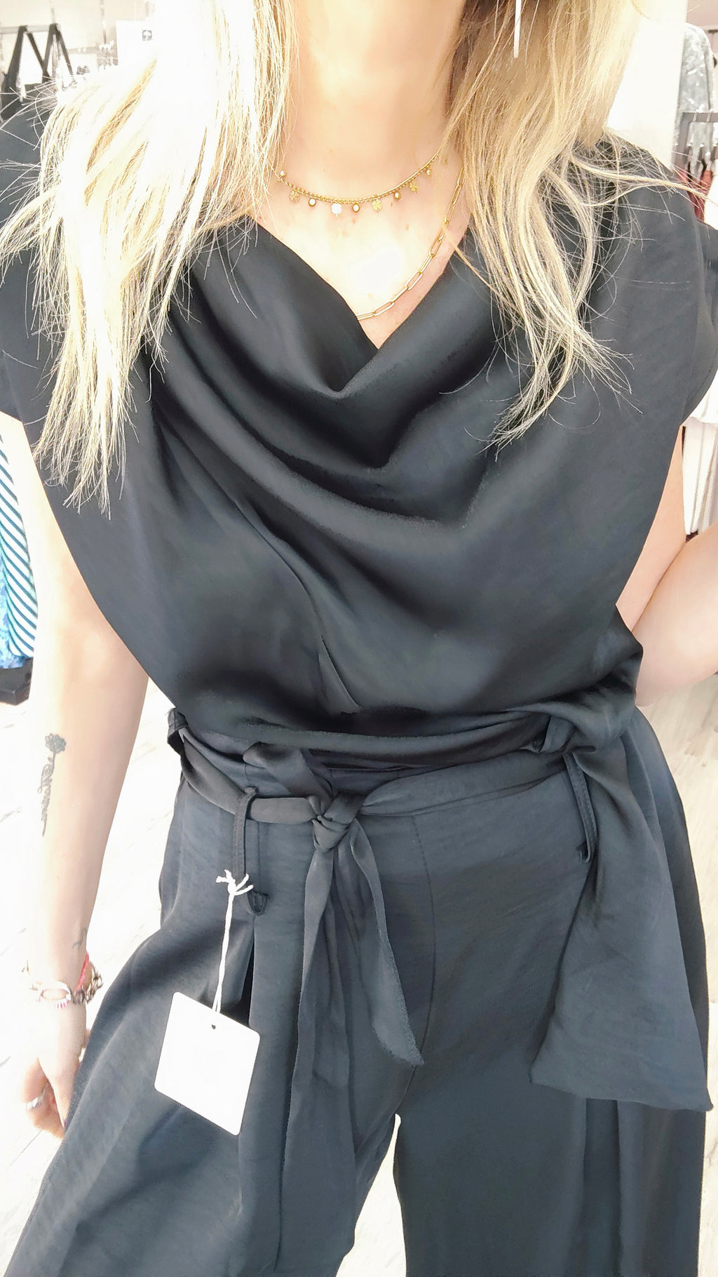 PANTALON SATÉN NEGRO