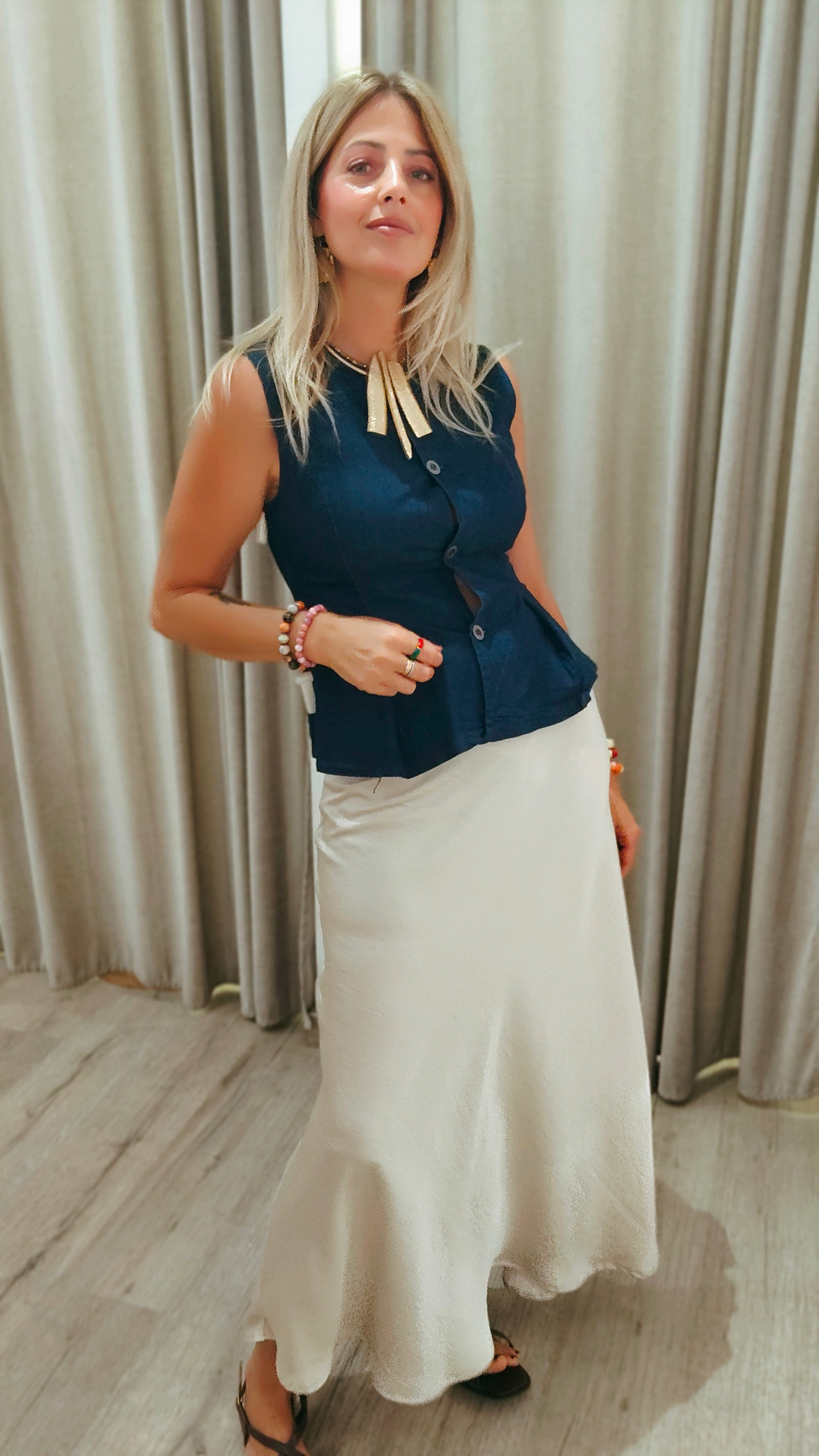CHALECO DENIM ENTALLADO PEPLUM