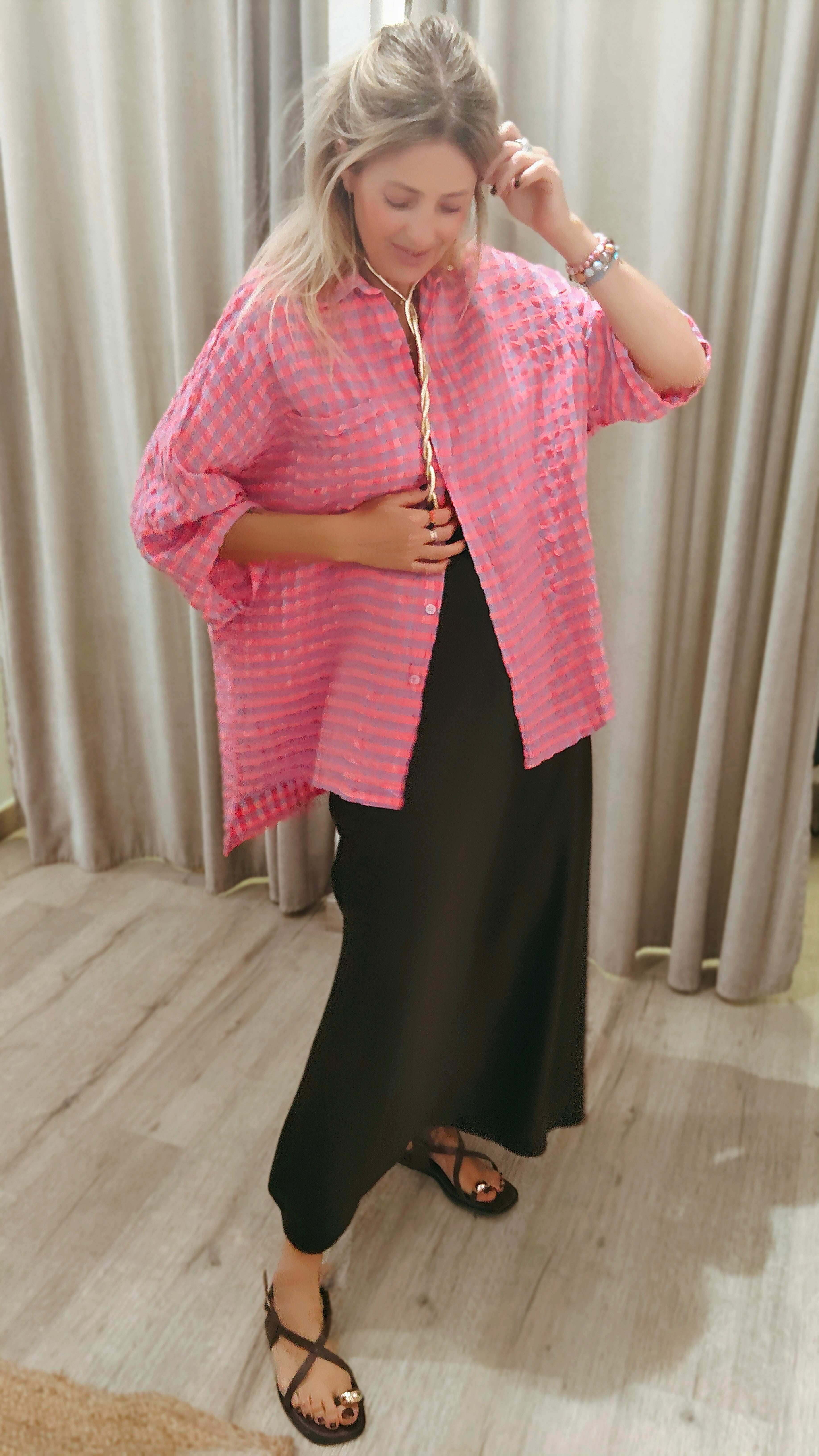CAMISA OVERSIZE TEXTURA VICHY