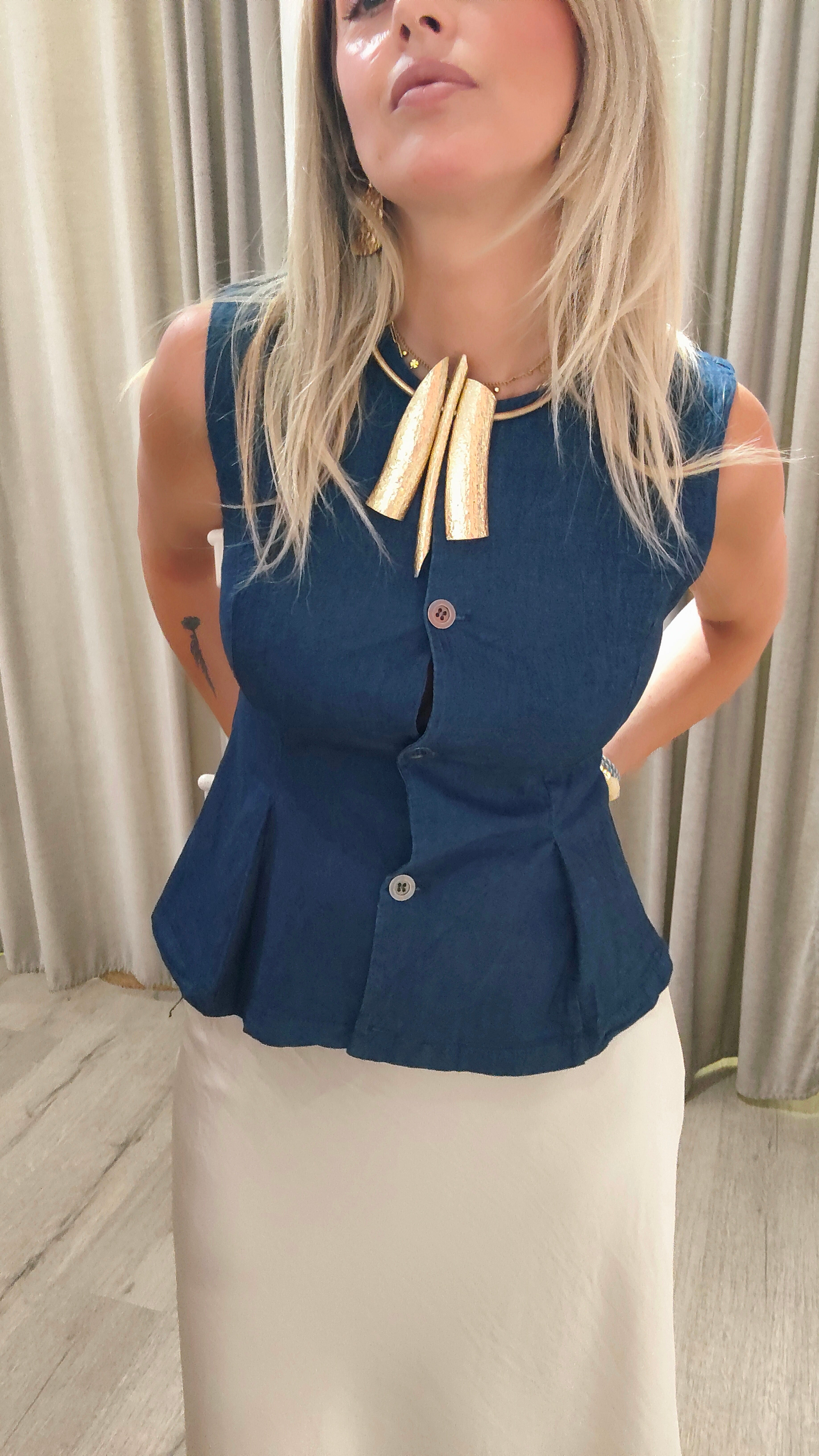 CHALECO DENIM ENTALLADO PEPLUM