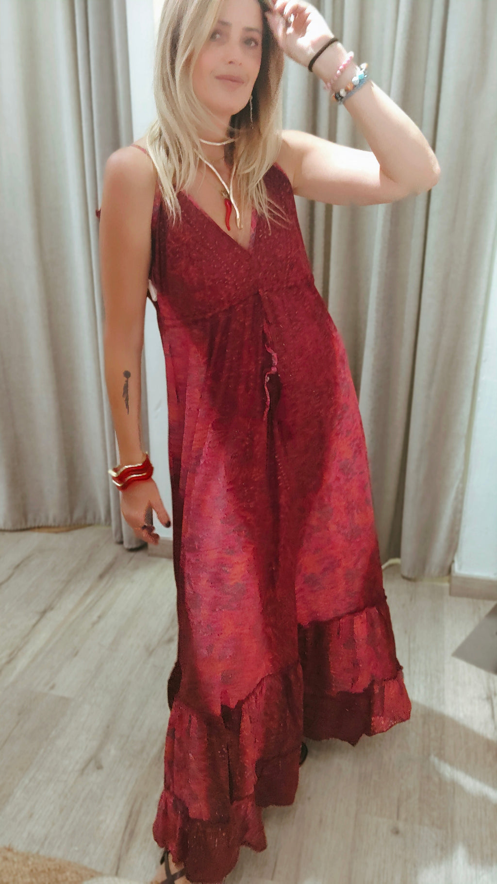 VESTIDO MAXI ESTAMPADO VOLANTE