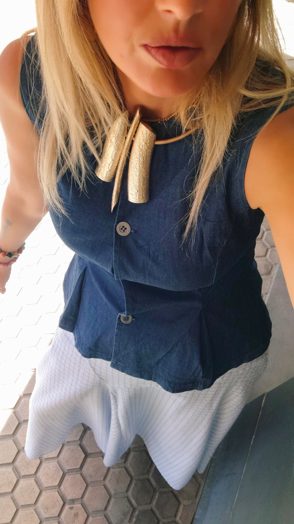 CHALECO DENIM ENTALLADO PEPLUM