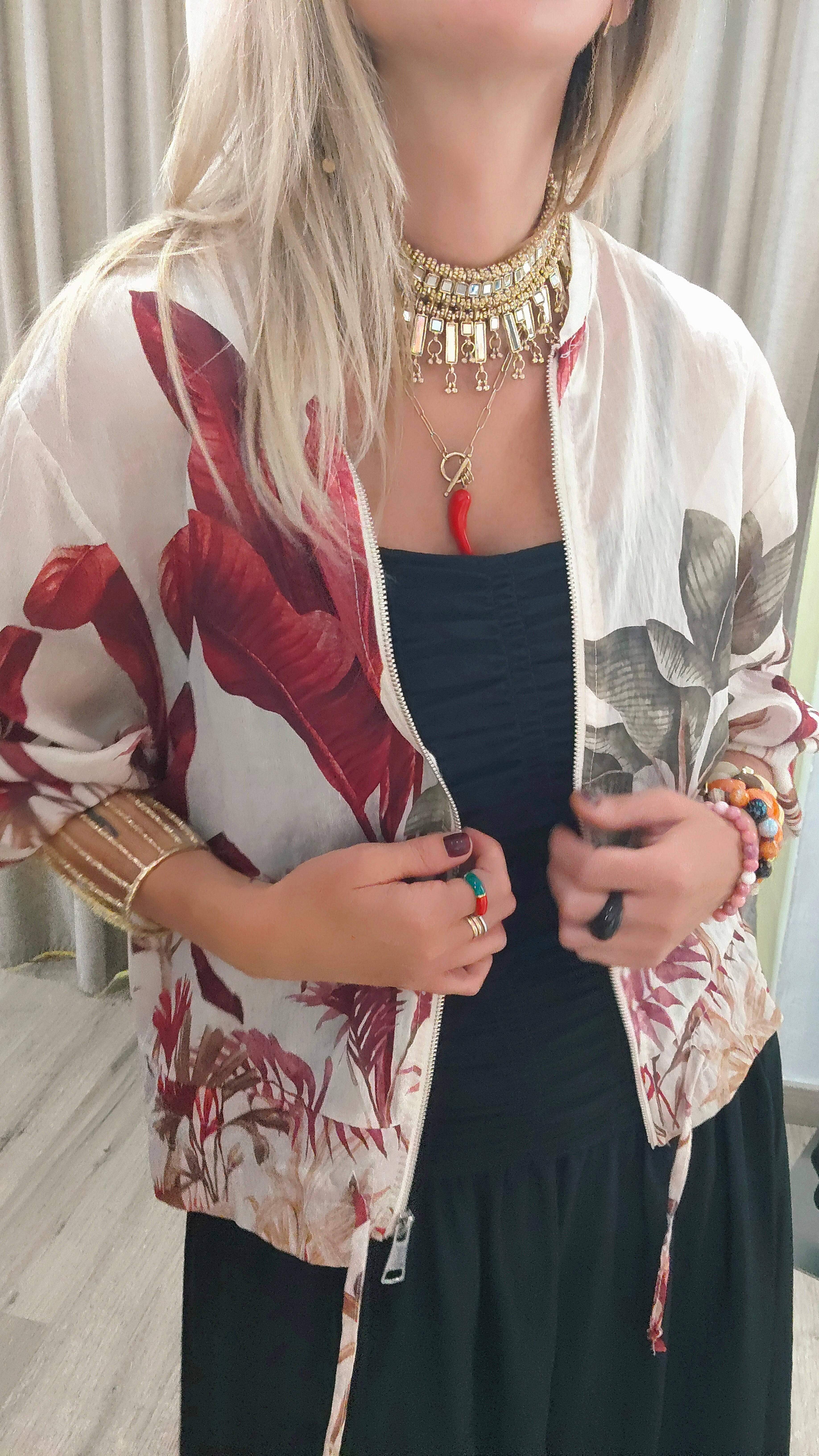 CHAQUETA BOMBER HOJA