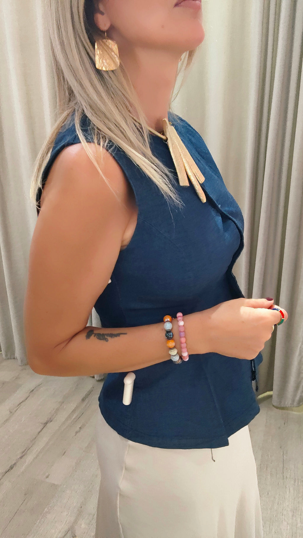 CHALECO DENIM ENTALLADO PEPLUM