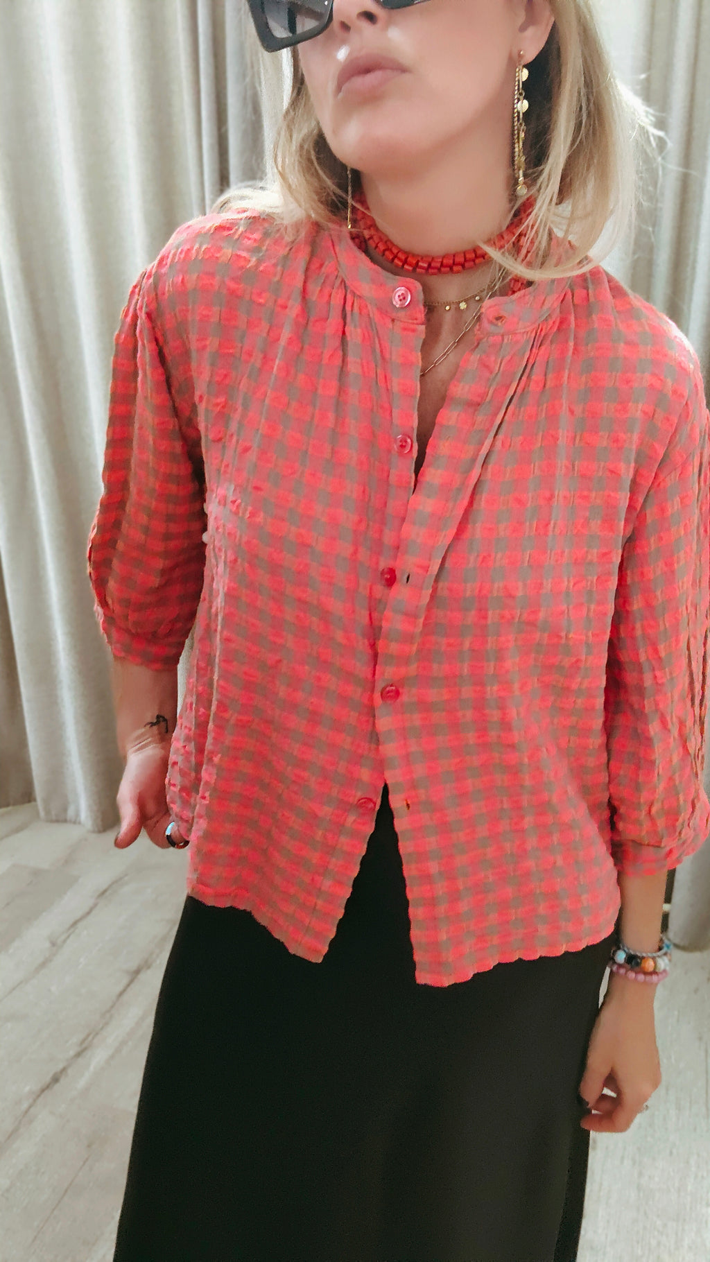 CAMISA VICHY NARANJA